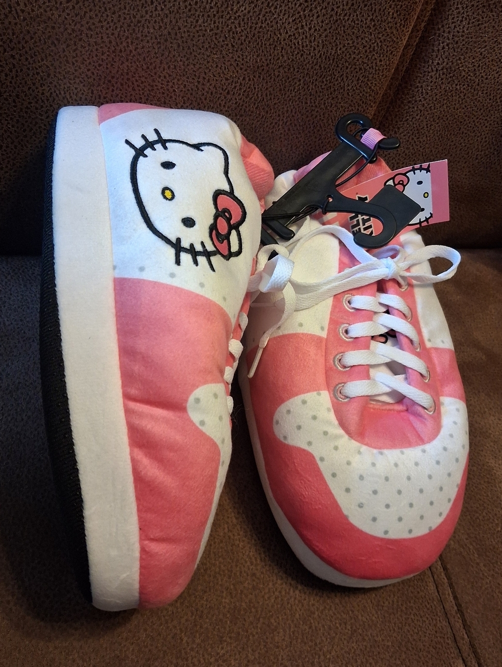 Hello Kitty Kids Pink & White Lace-Up Slipper Shoes Size 2-3